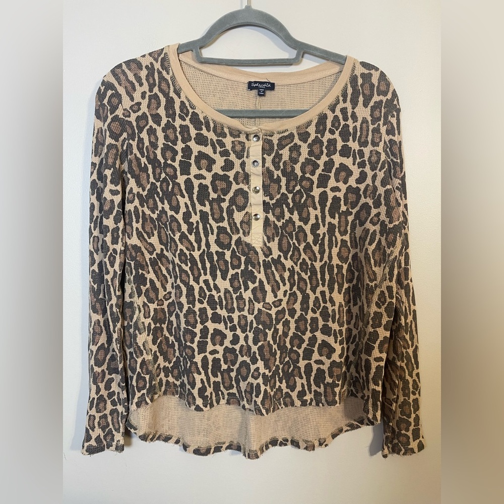 Splendid Leopard Print Button-Up Top